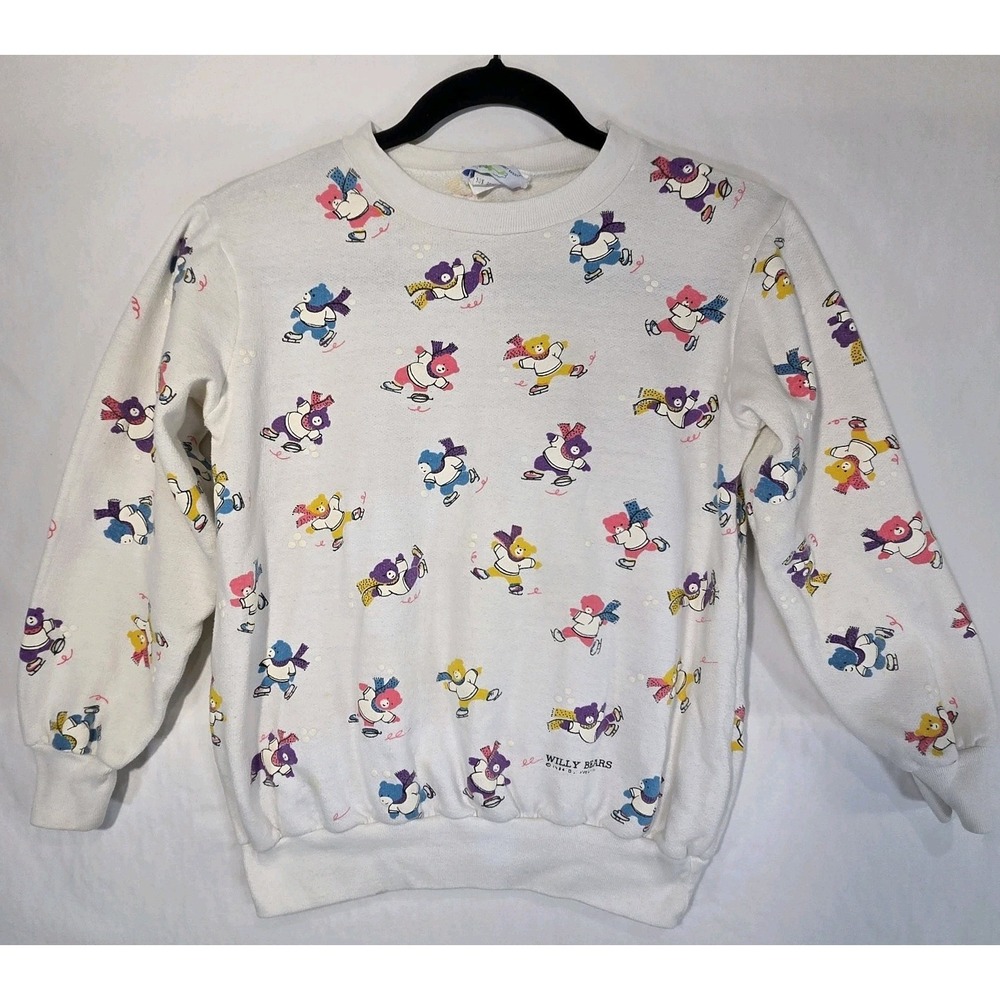 Vintage Jane Colby Willy Bears 1984 Girls Size XL (14) Ice Skating Bears Kawaii